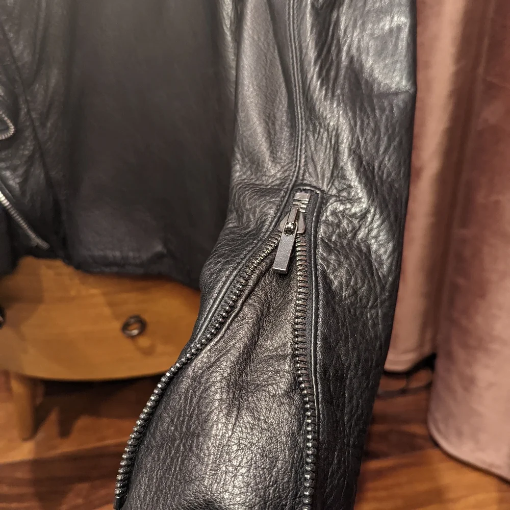 Haider Ackermann tumbled lamb skin leather biker jacket with asymmetric lapel. 0 - Picture 6 of 12